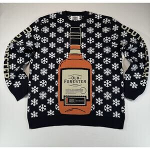 Old Forester Bourbon Ugly Christmas Sweater XXL New Snowflake Bottle 100 Proof